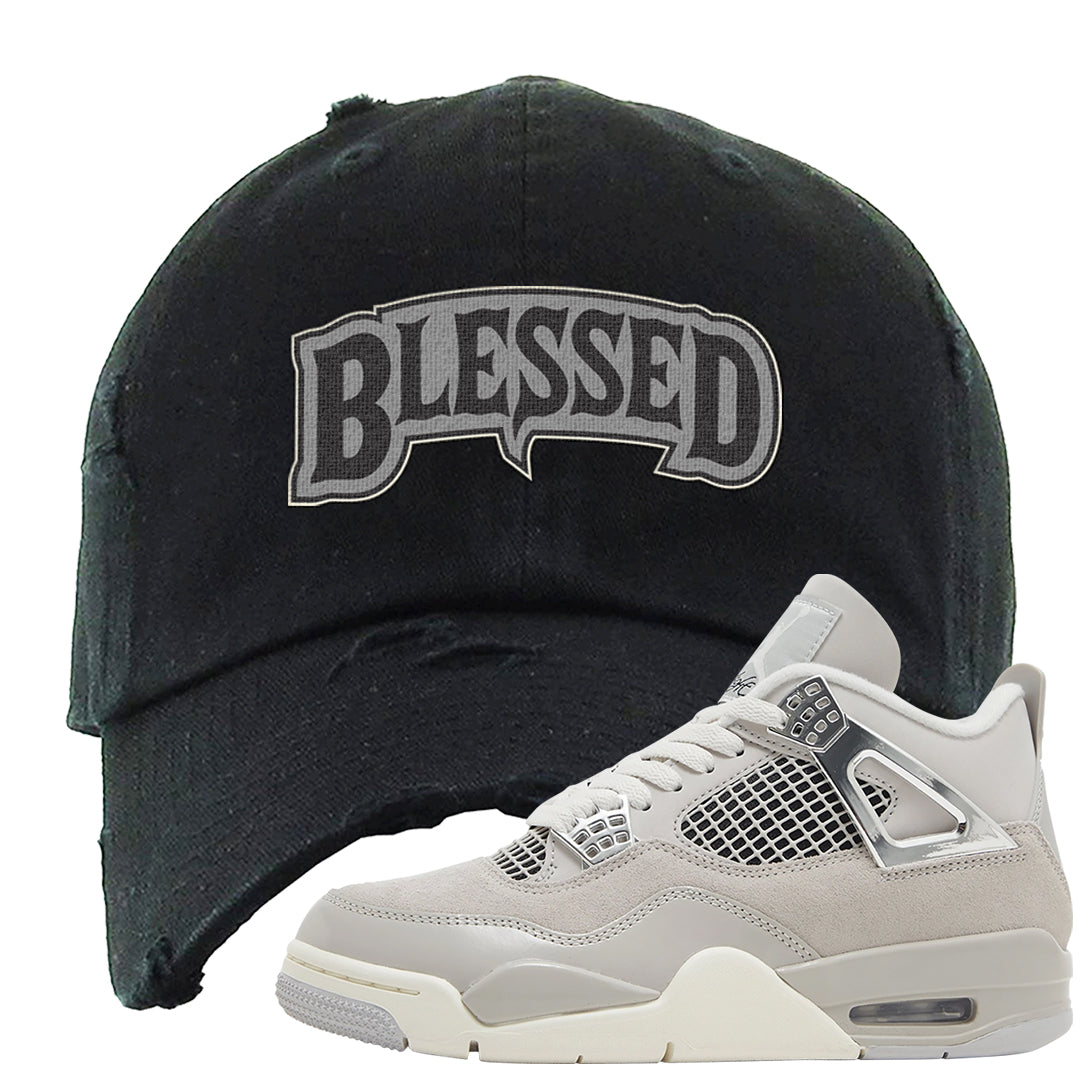 Frozen Moments 4s Distressed Dad Hat | Blessed Arch, Black