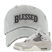 Frozen Moments 4s Distressed Dad Hat | Blessed Arch, Light Gray