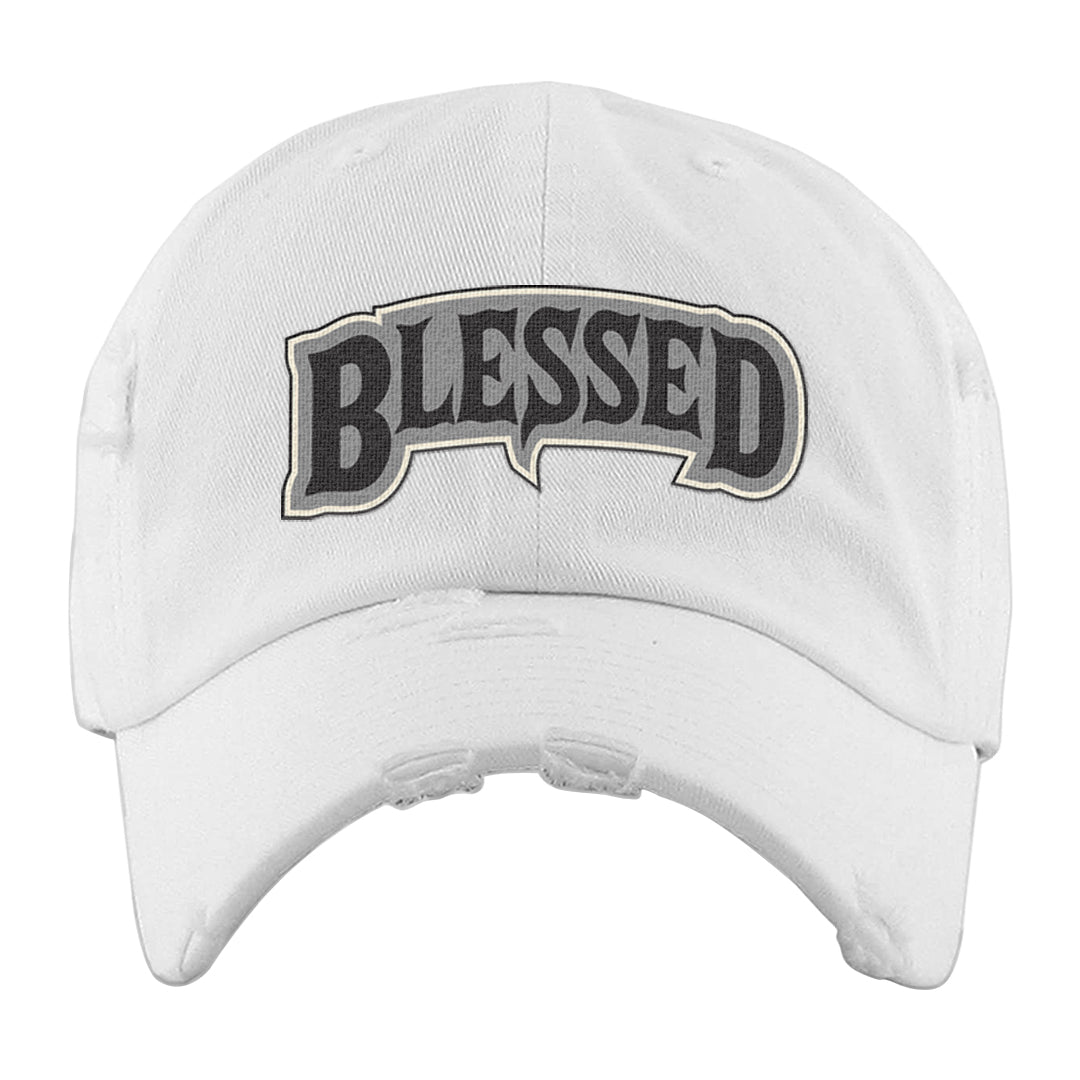 Frozen Moments 4s Distressed Dad Hat | Blessed Arch, White