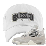 Frozen Moments 4s Distressed Dad Hat | Blessed Arch, White