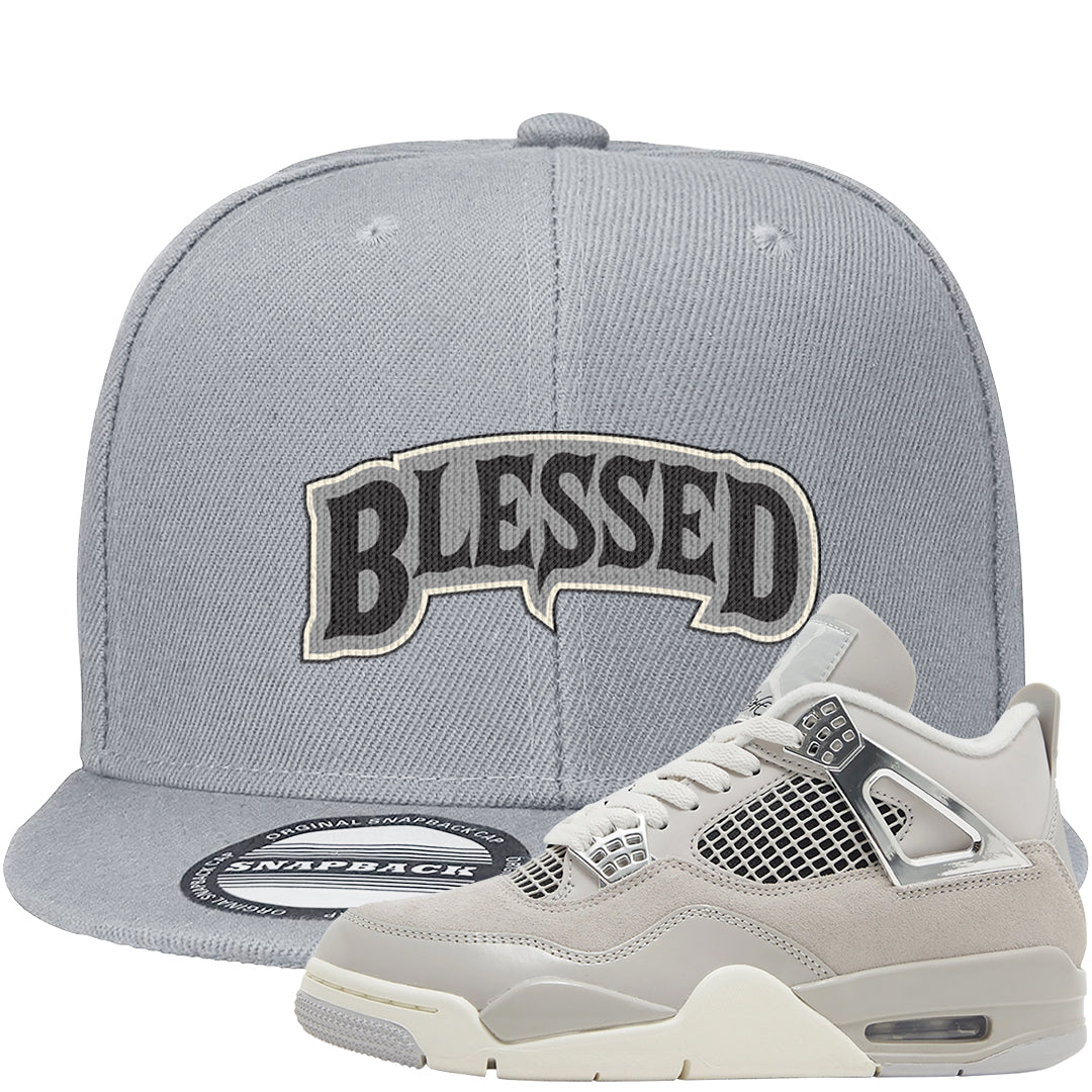 Frozen Moments 4s Snapback Hat | Blessed Arch, Light Gray