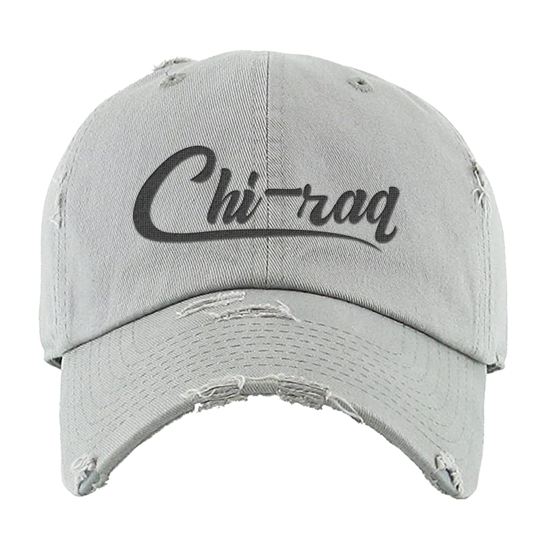 Frozen Moments 4s Distressed Dad Hat | Chiraq, Light Gray