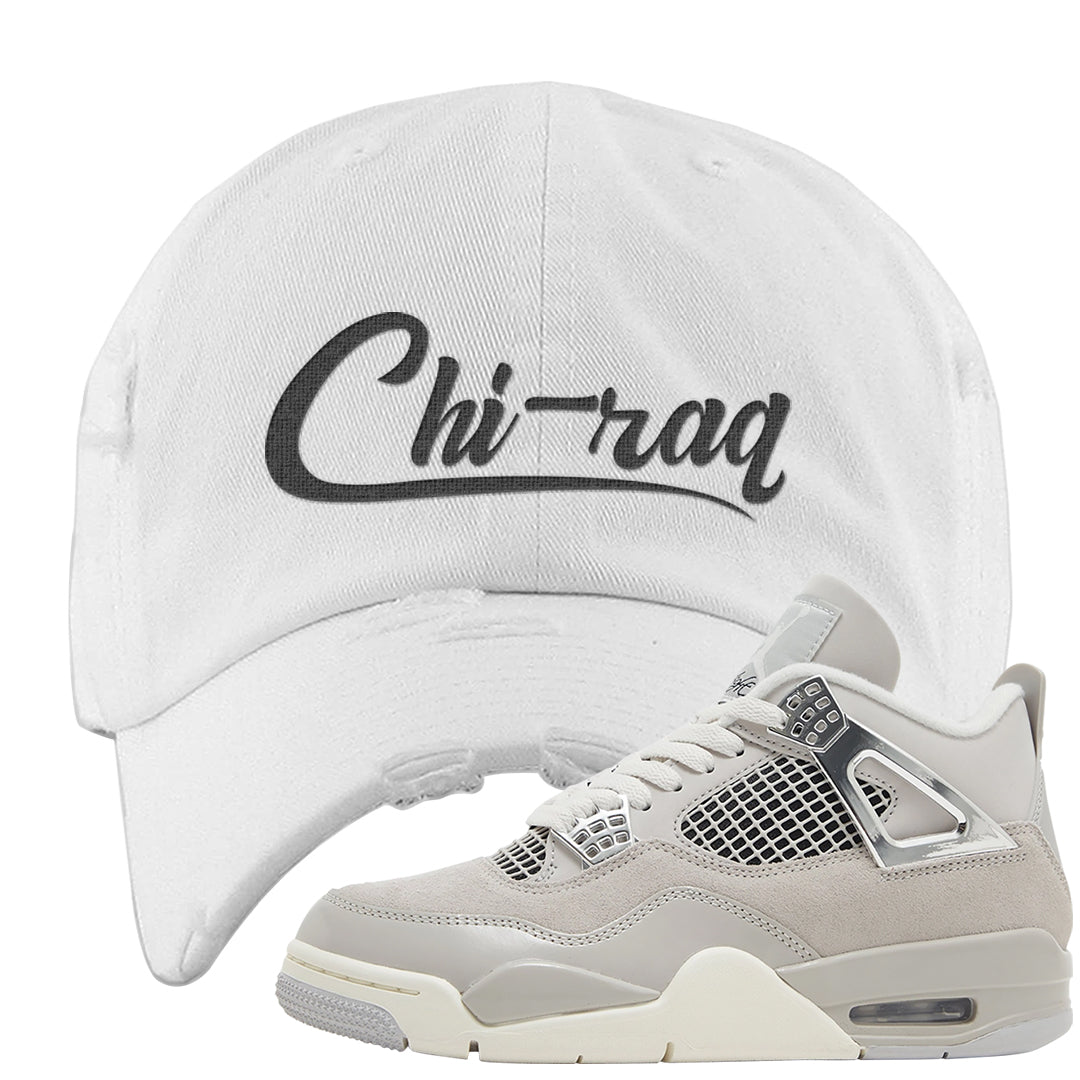 Frozen Moments 4s Distressed Dad Hat | Chiraq, White