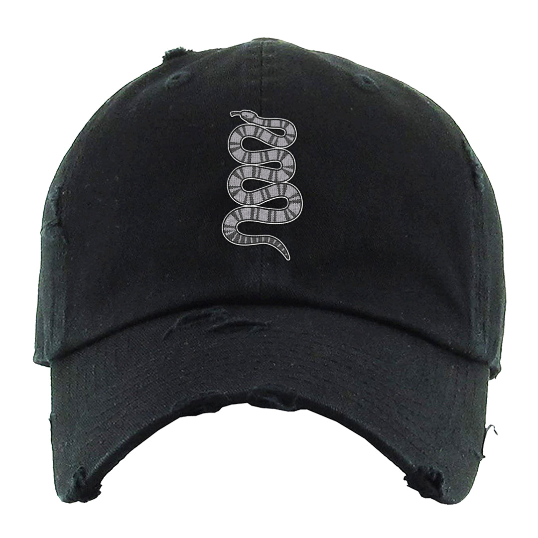 Frozen Moments 4s Distressed Dad Hat | Coiled Snake, Black