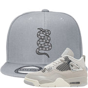 Frozen Moments 4s Snapback Hat | Coiled Snake, Light Gray