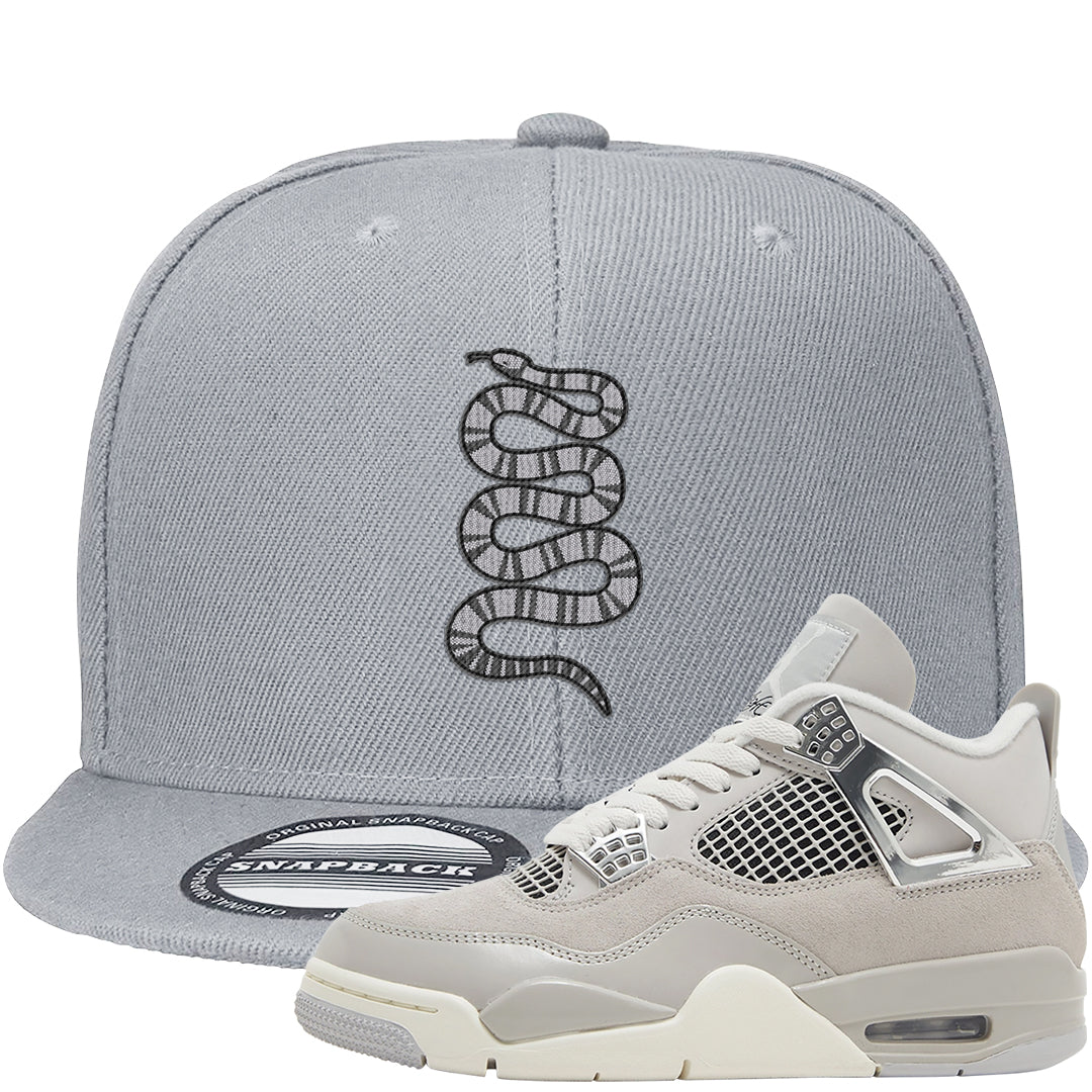 Frozen Moments 4s Snapback Hat | Coiled Snake, Light Gray