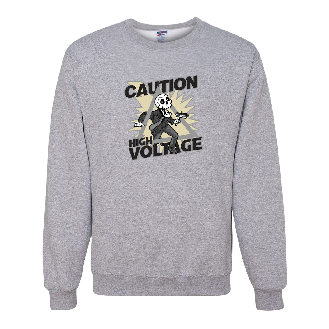 Frozen Moments 4s Crewneck Sweatshirt | Caution High Voltage, Ash