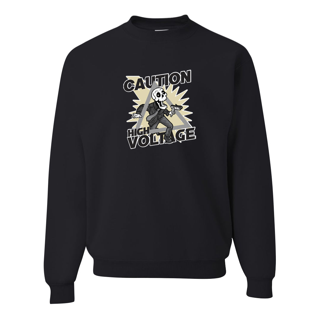 Frozen Moments 4s Crewneck Sweatshirt | Caution High Voltage, Black