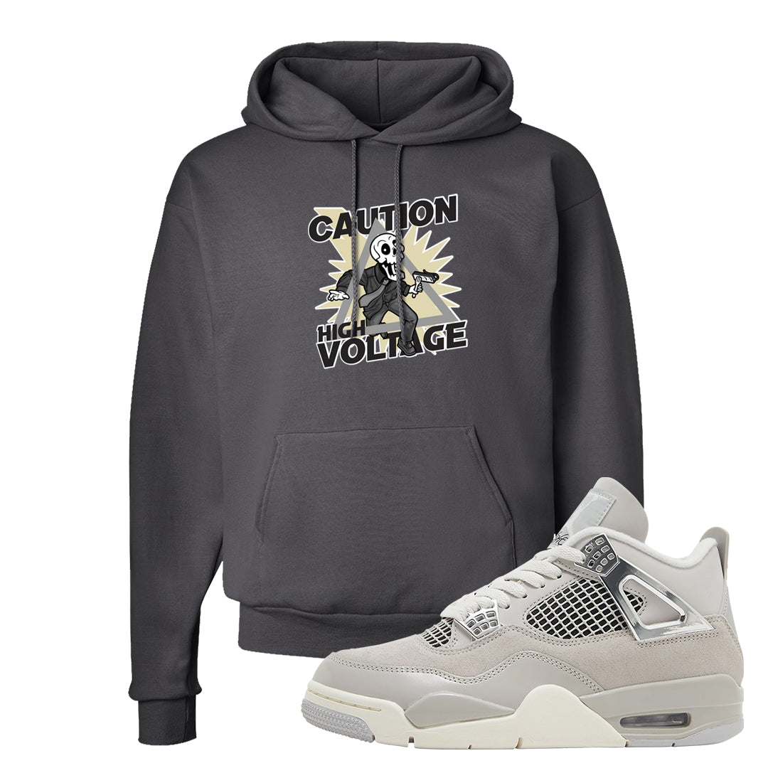 Frozen Moments 4s Hoodie | Caution High Voltage, Smoke Grey