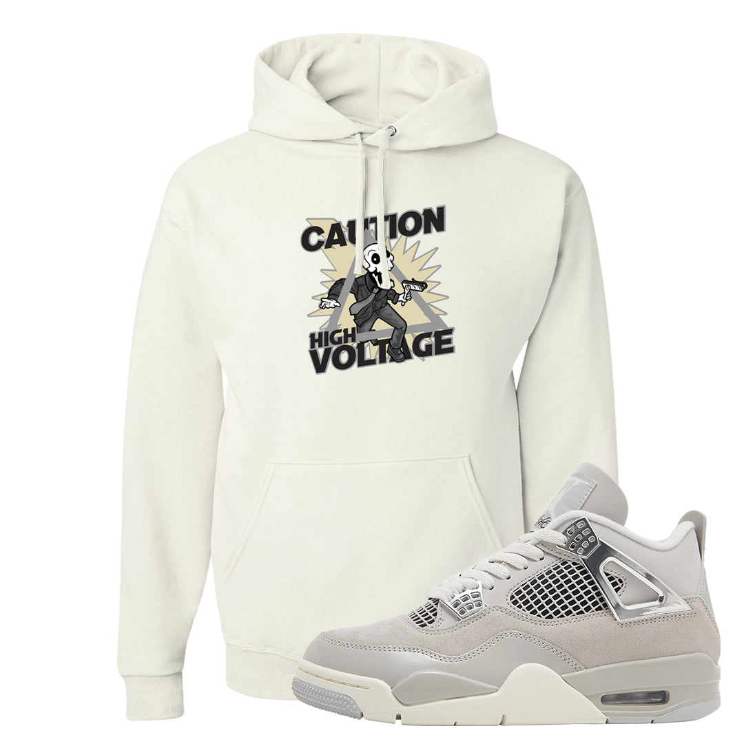 Frozen Moments 4s Hoodie | Caution High Voltage, White