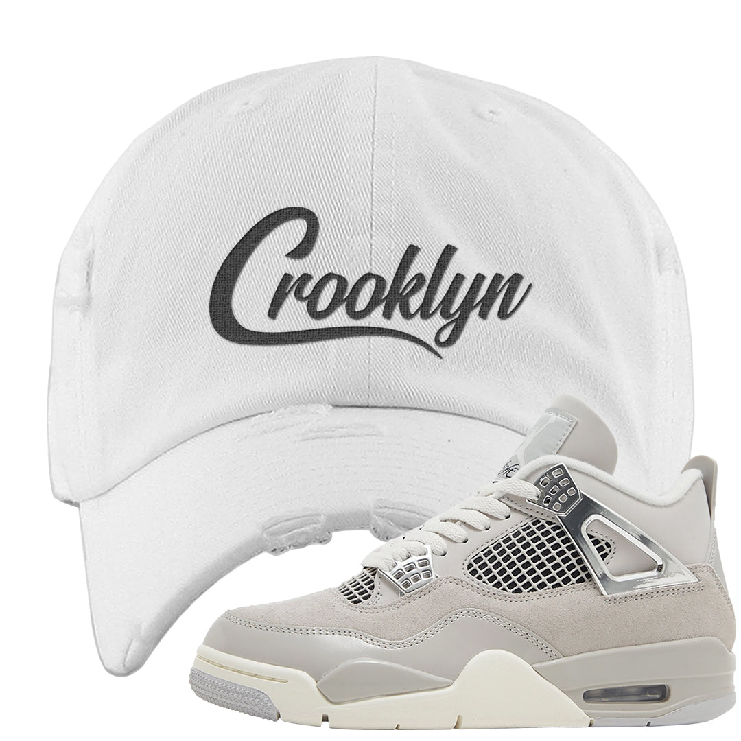 Frozen Moments 4s Distressed Dad Hat | Crooklyn, White