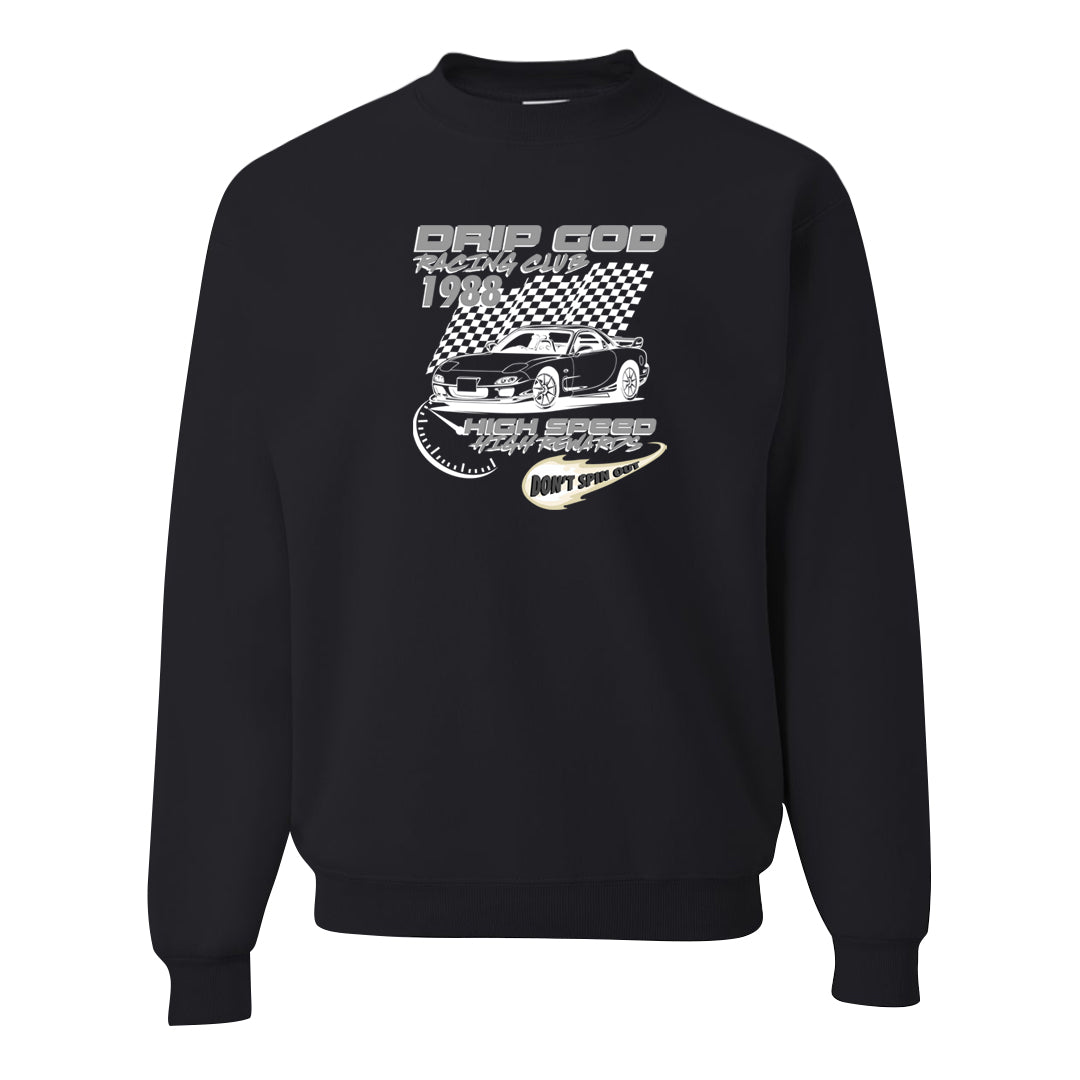 Frozen Moments 4s Crewneck Sweatshirt | Drip God Racing Club, Black