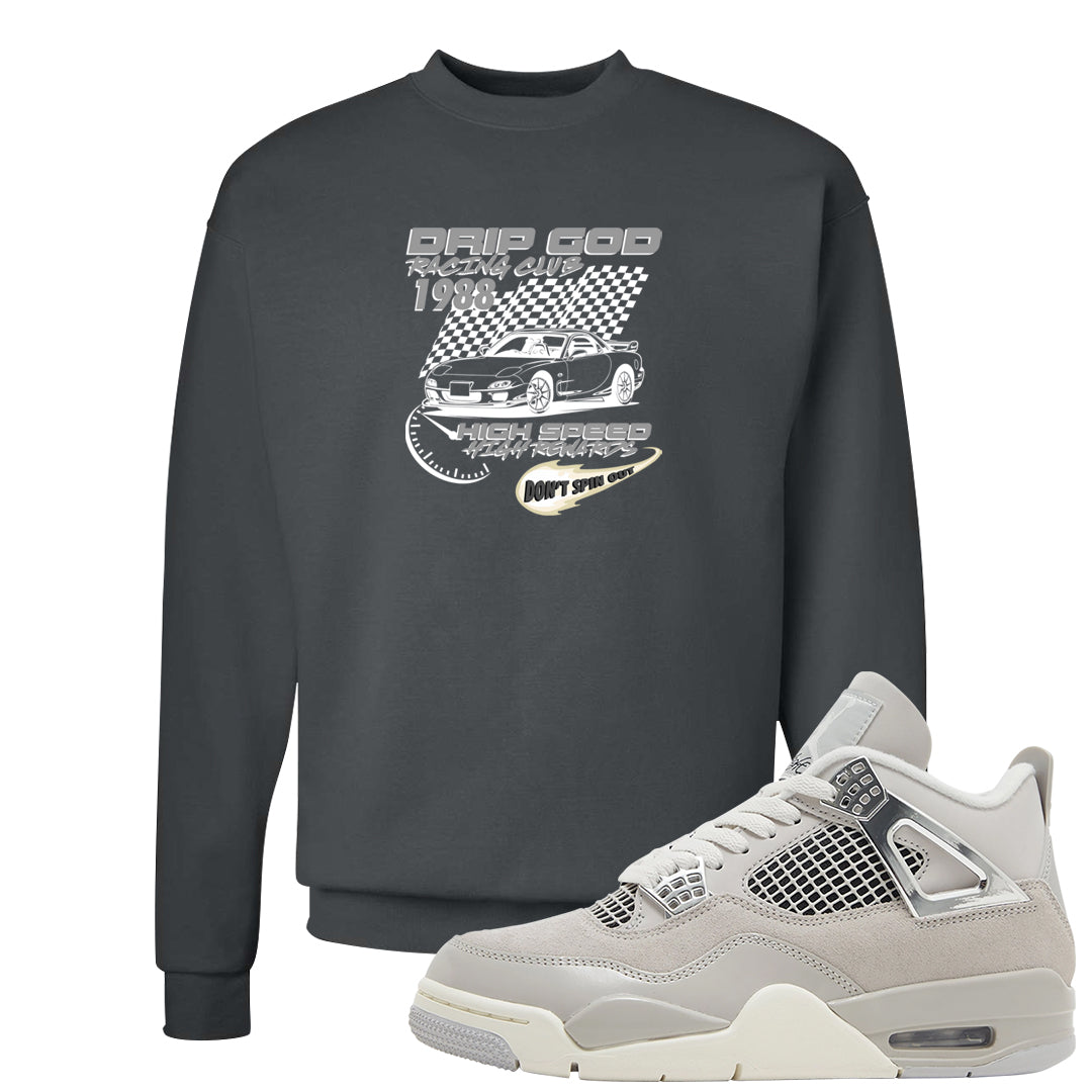 Frozen Moments 4s Crewneck Sweatshirt | Drip God Racing Club, Smoke Grey