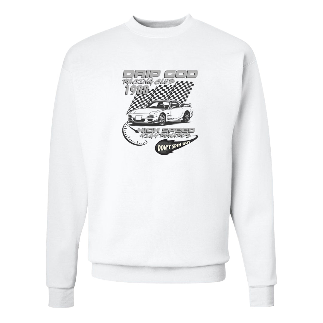 Frozen Moments 4s Crewneck Sweatshirt | Drip God Racing Club, White