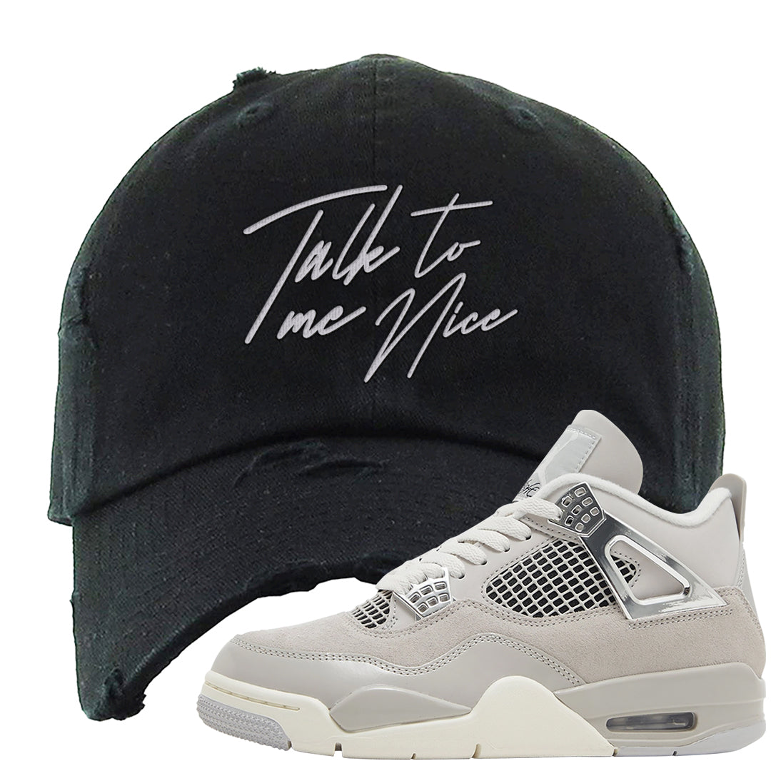 Frozen Moments 4s Distressed Dad Hat | Talk To Me Nice, Black