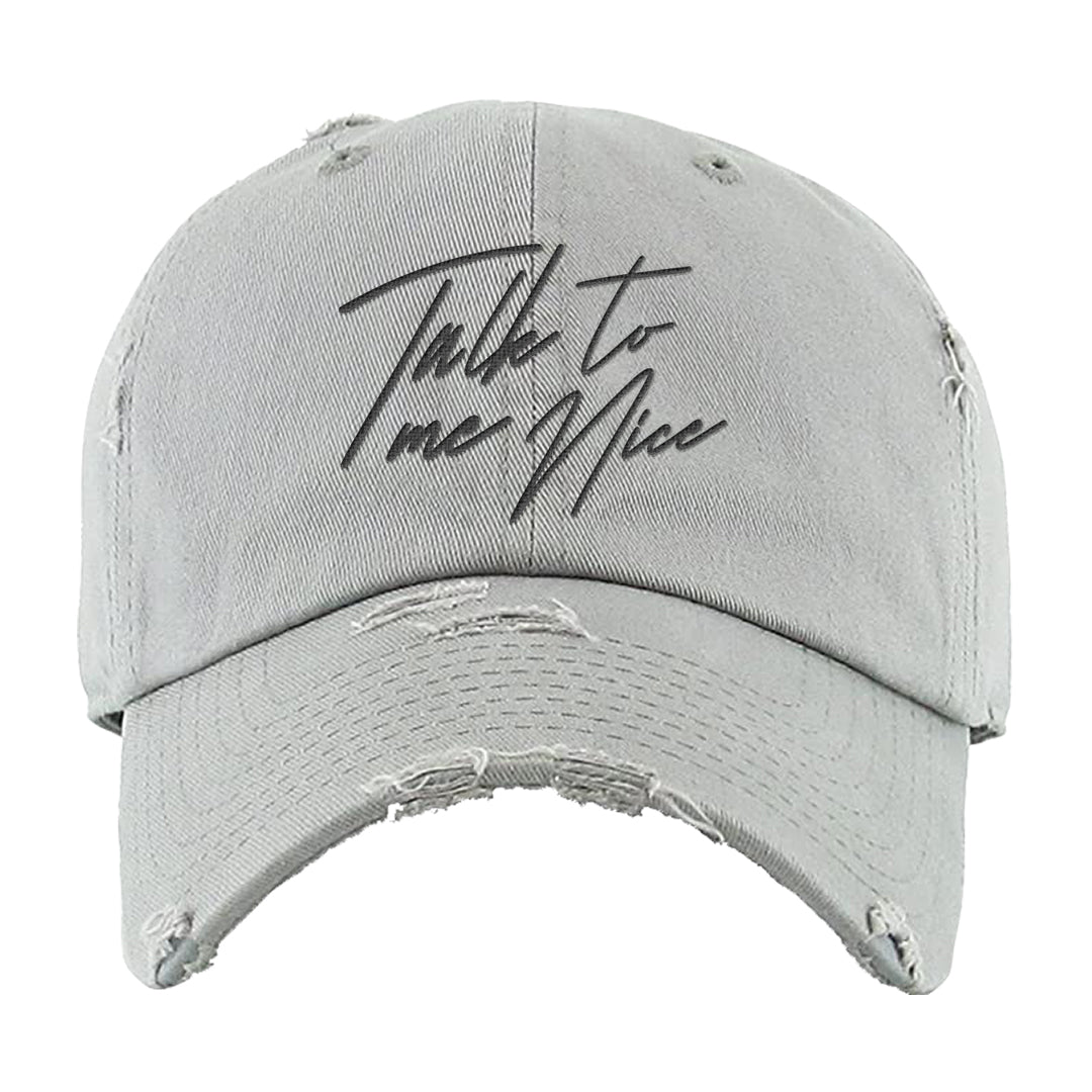 Frozen Moments 4s Distressed Dad Hat | Talk To Me Nice, Light Gray