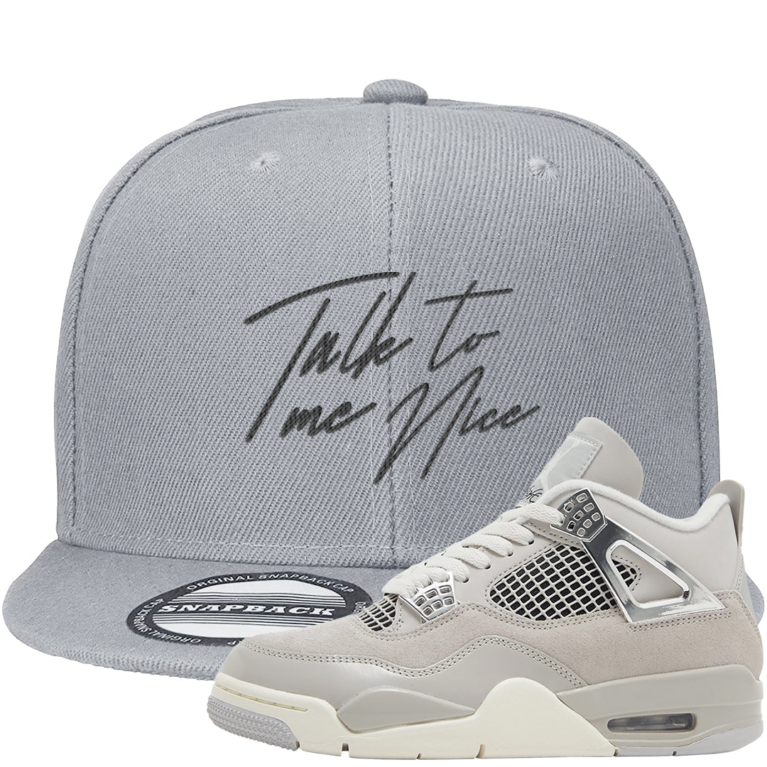 Frozen Moments 4s Snapback Hat | Talk To Me Nice, Light Gray