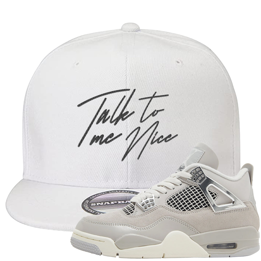 Frozen Moments 4s Snapback Hat | Talk To Me Nice, White