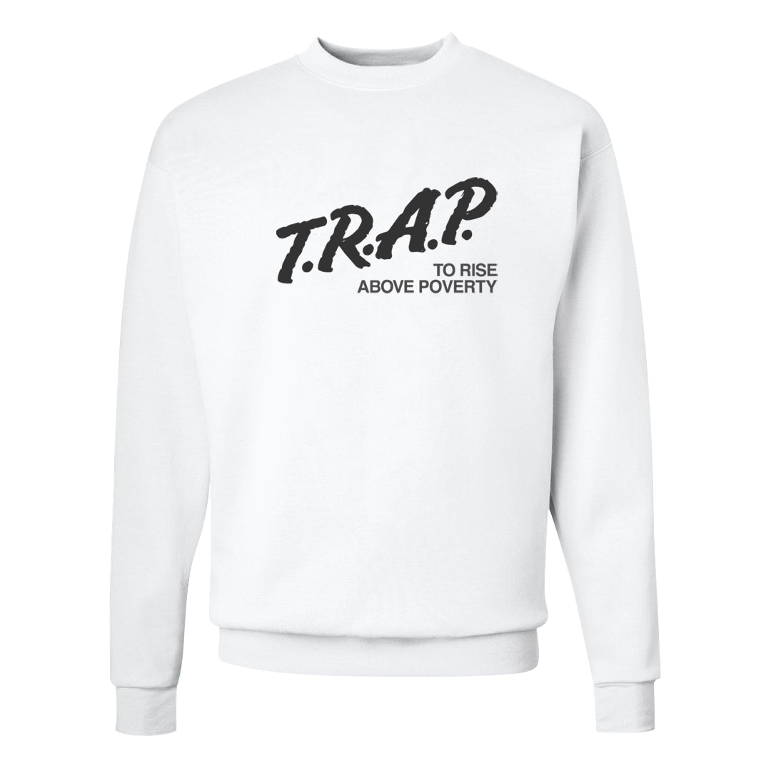 Frozen Moments 4s Crewneck Sweatshirt | Trap To Rise Above Poverty, White