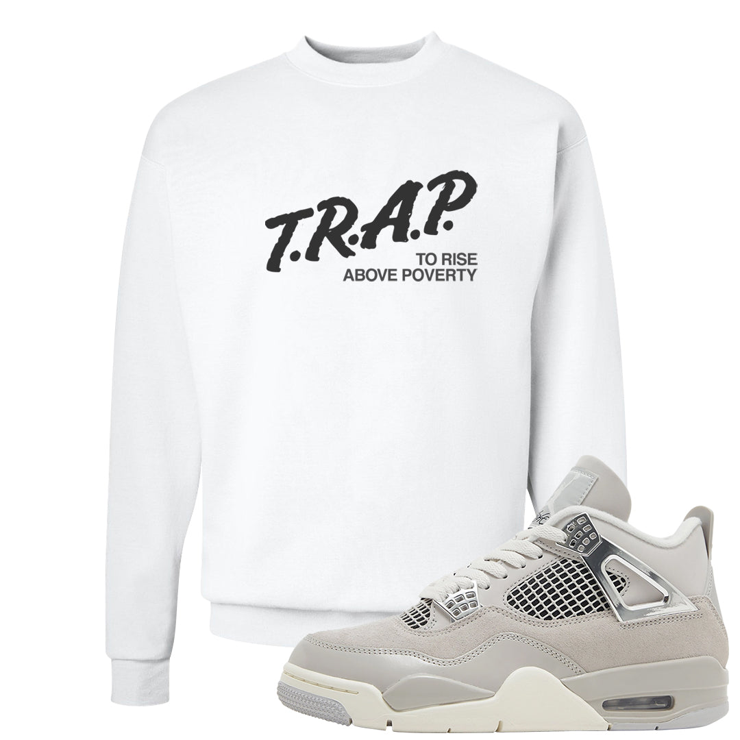 Frozen Moments 4s Crewneck Sweatshirt | Trap To Rise Above Poverty, White
