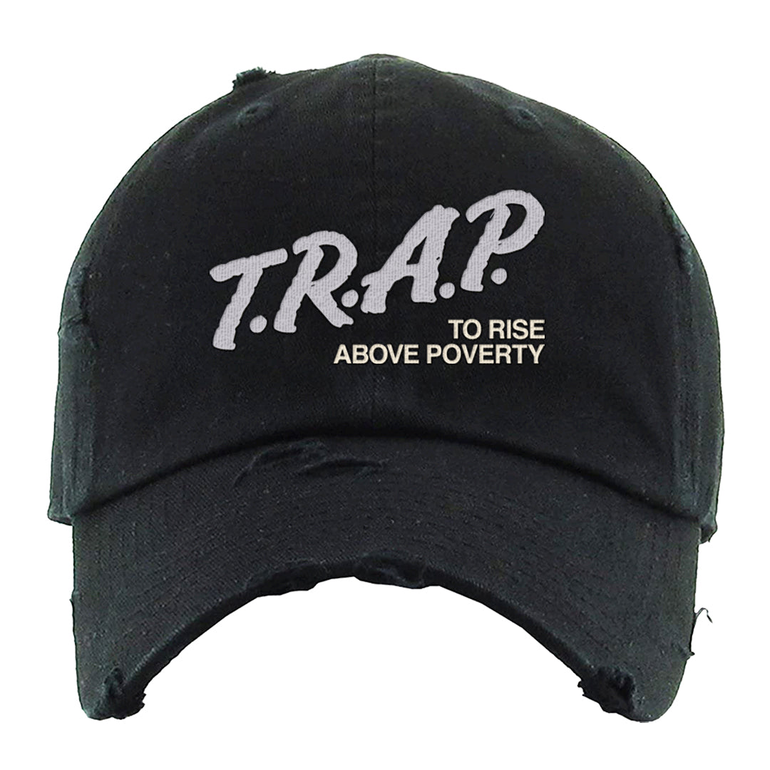 Frozen Moments 4s Distressed Dad Hat | Trap To Rise Above Poverty, Black
