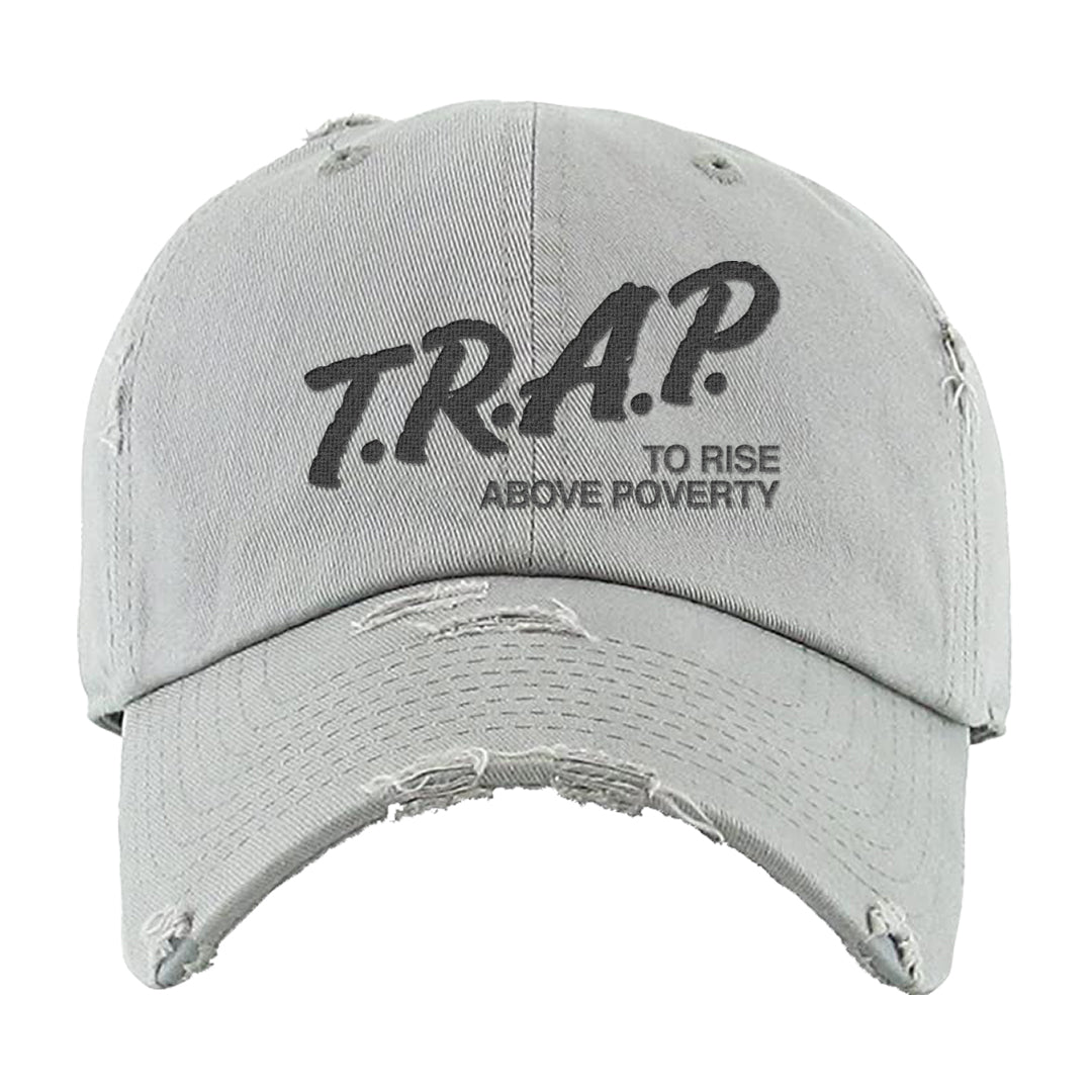 Frozen Moments 4s Distressed Dad Hat | Trap To Rise Above Poverty, Light Gray
