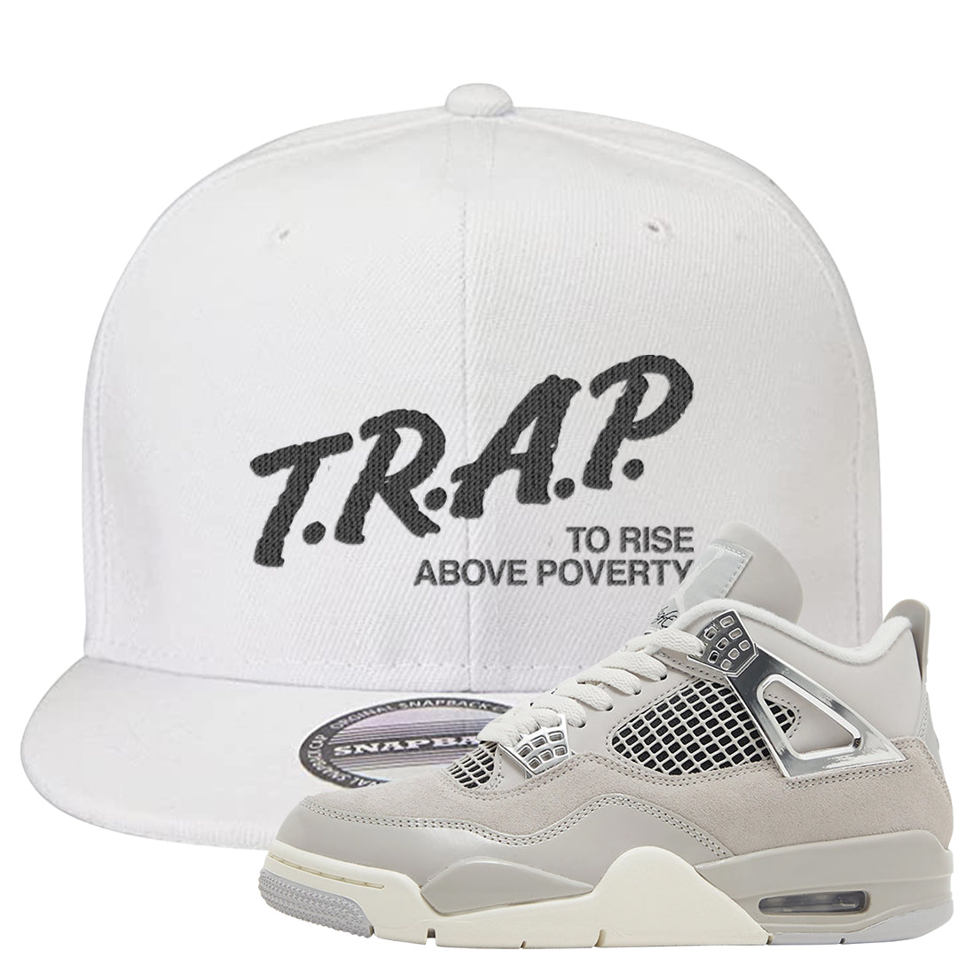 Frozen Moments 4s Snapback Hat | Trap To Rise Above Poverty, White