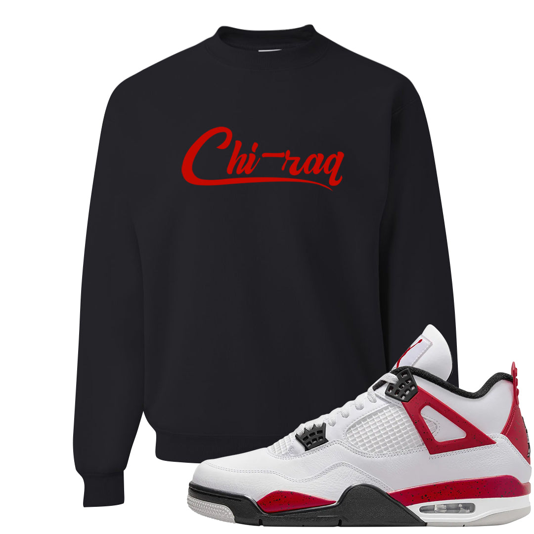 Red Cement 4s Crewneck Sweatshirt | Chiraq, Black
