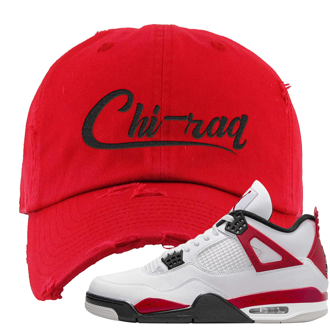 Red Cement 4s Distressed Dad Hat | Chiraq, Red