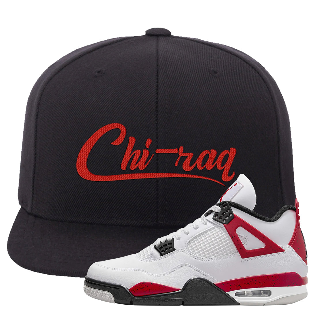 Red Cement 4s Snapback Hat | Chiraq, Black