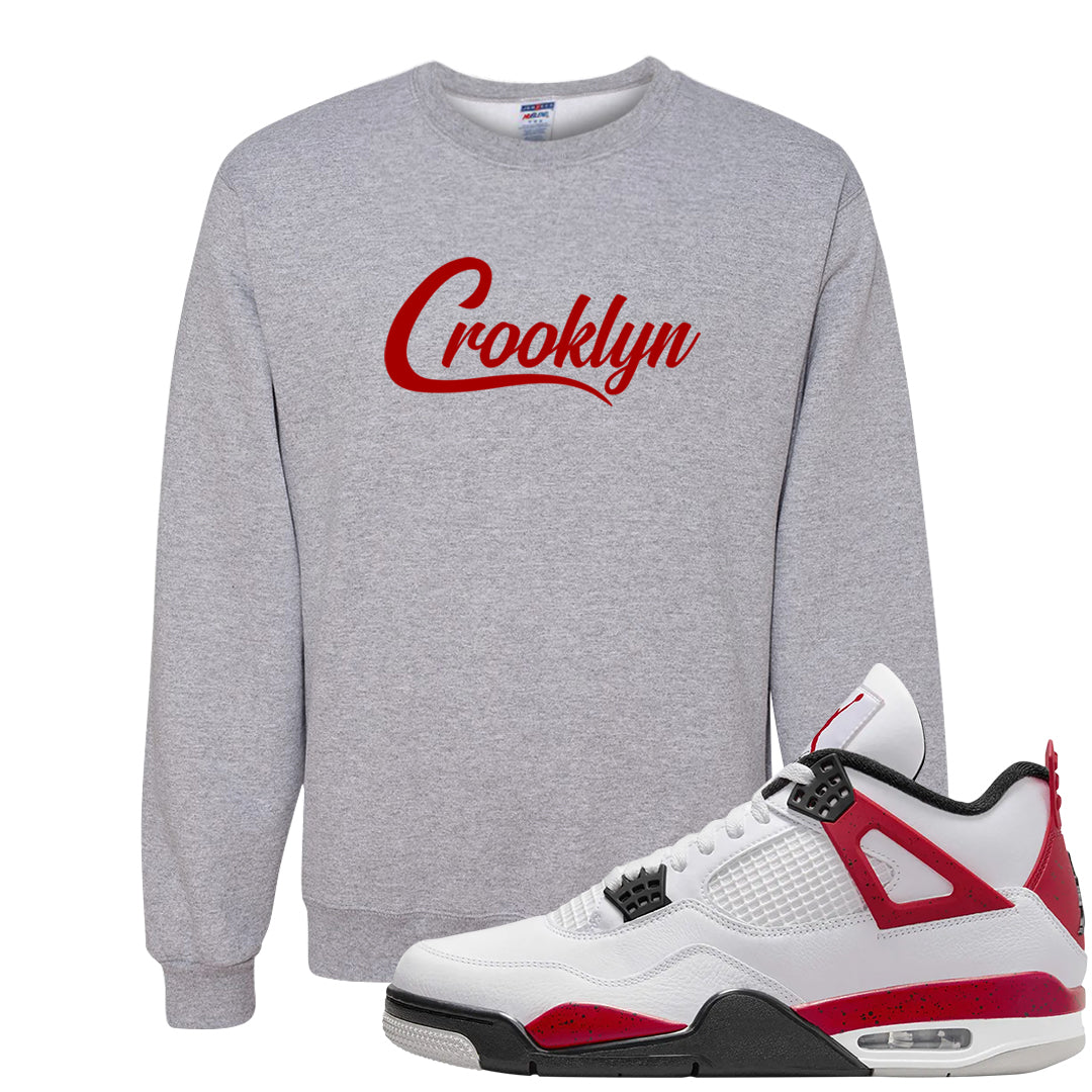 Red Cement 4s Crewneck Sweatshirt | Crooklyn, Ash