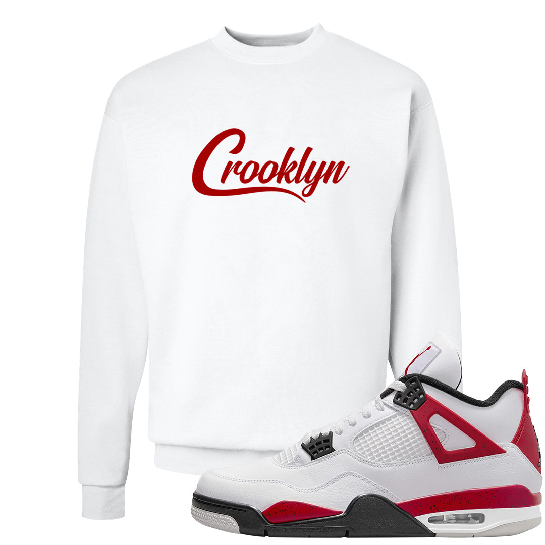 Red Cement 4s Crewneck Sweatshirt | Crooklyn, White