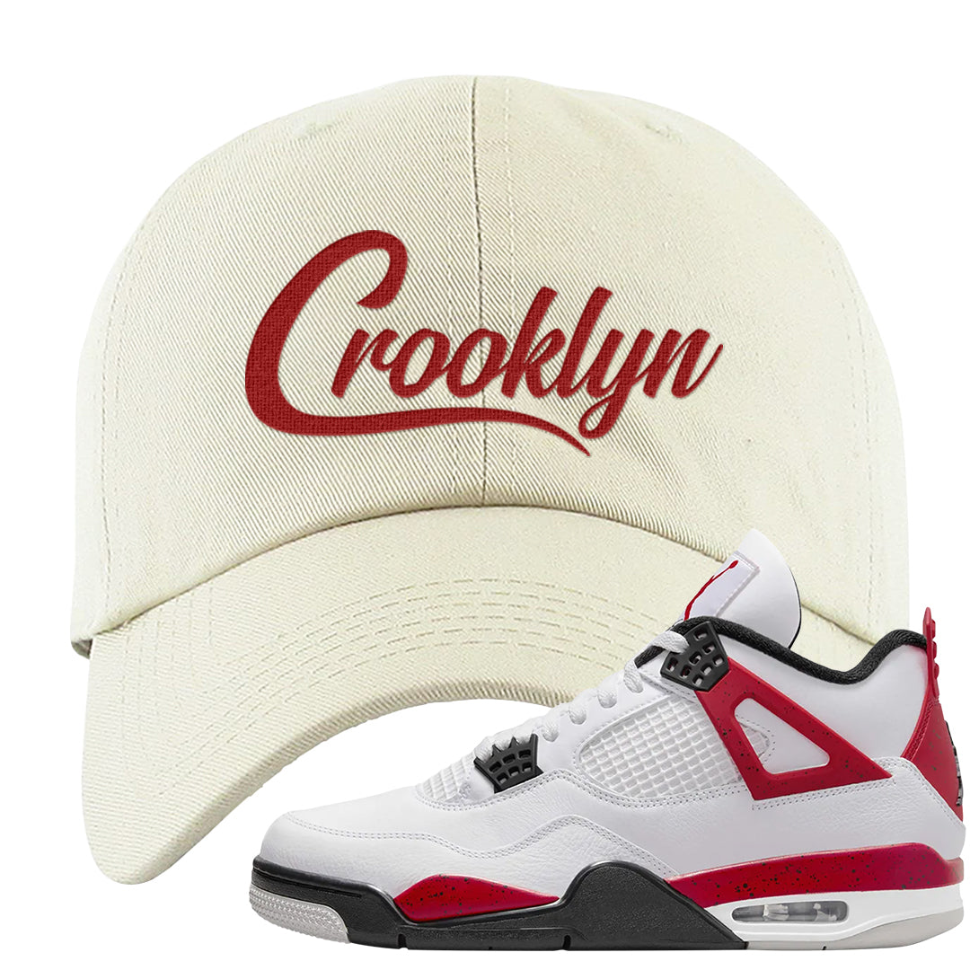 Red Cement 4s Dad Hat | Crooklyn, White
