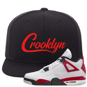 Red Cement 4s Snapback Hat | Crooklyn, Black