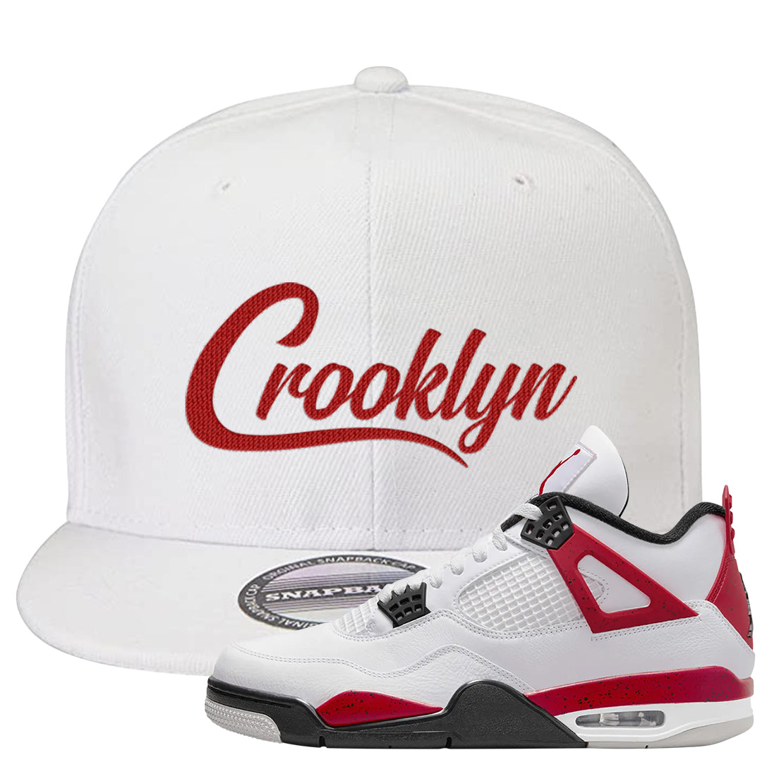 Red Cement 4s Snapback Hat | Crooklyn, White