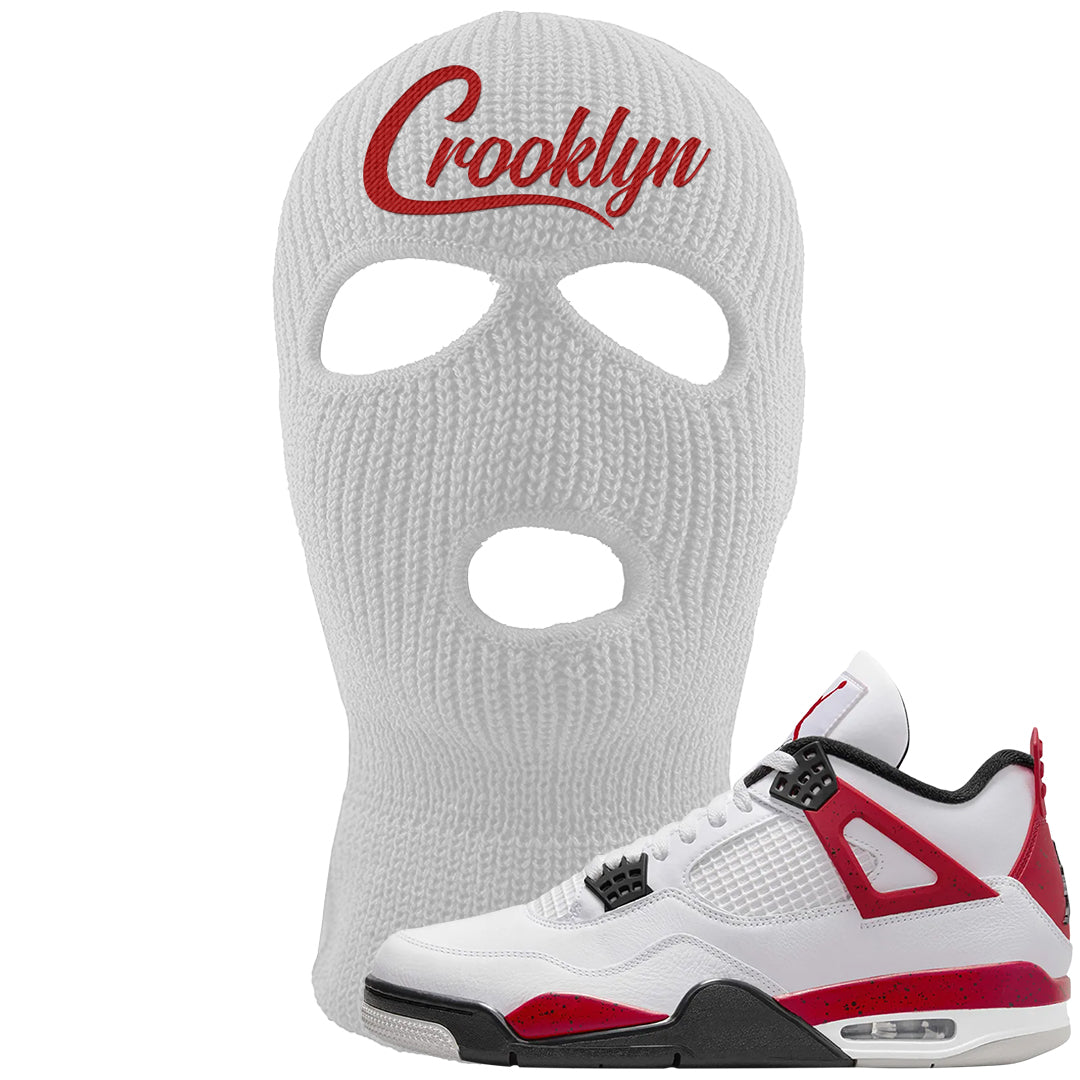 Red Cement 4s Ski Mask | Crooklyn, White