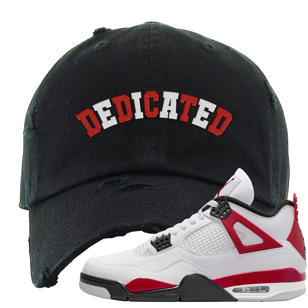 Red Cement 4s Distressed Dad Hat | Dedicated, Black