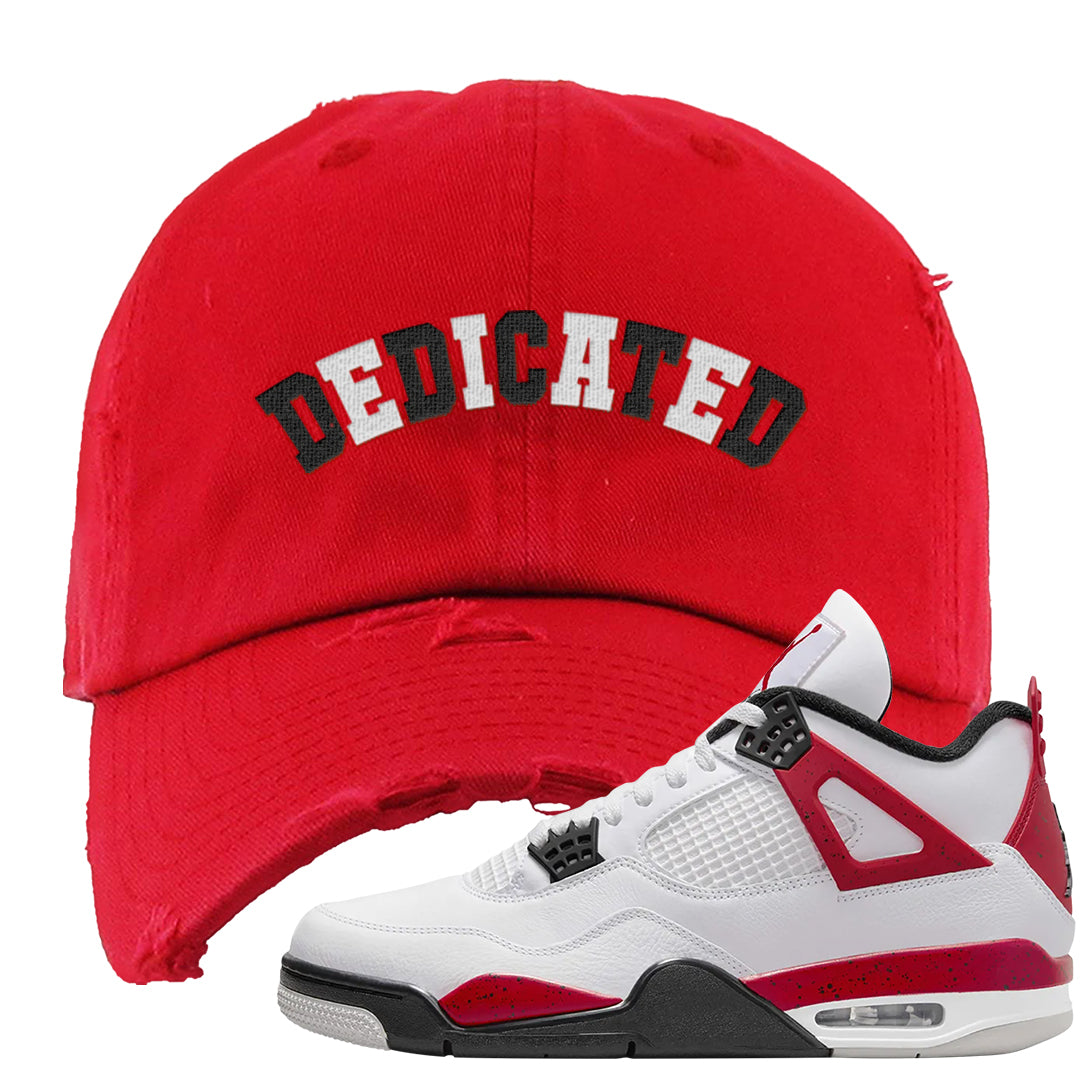 Red Cement 4s Distressed Dad Hat | Dedicated, Red