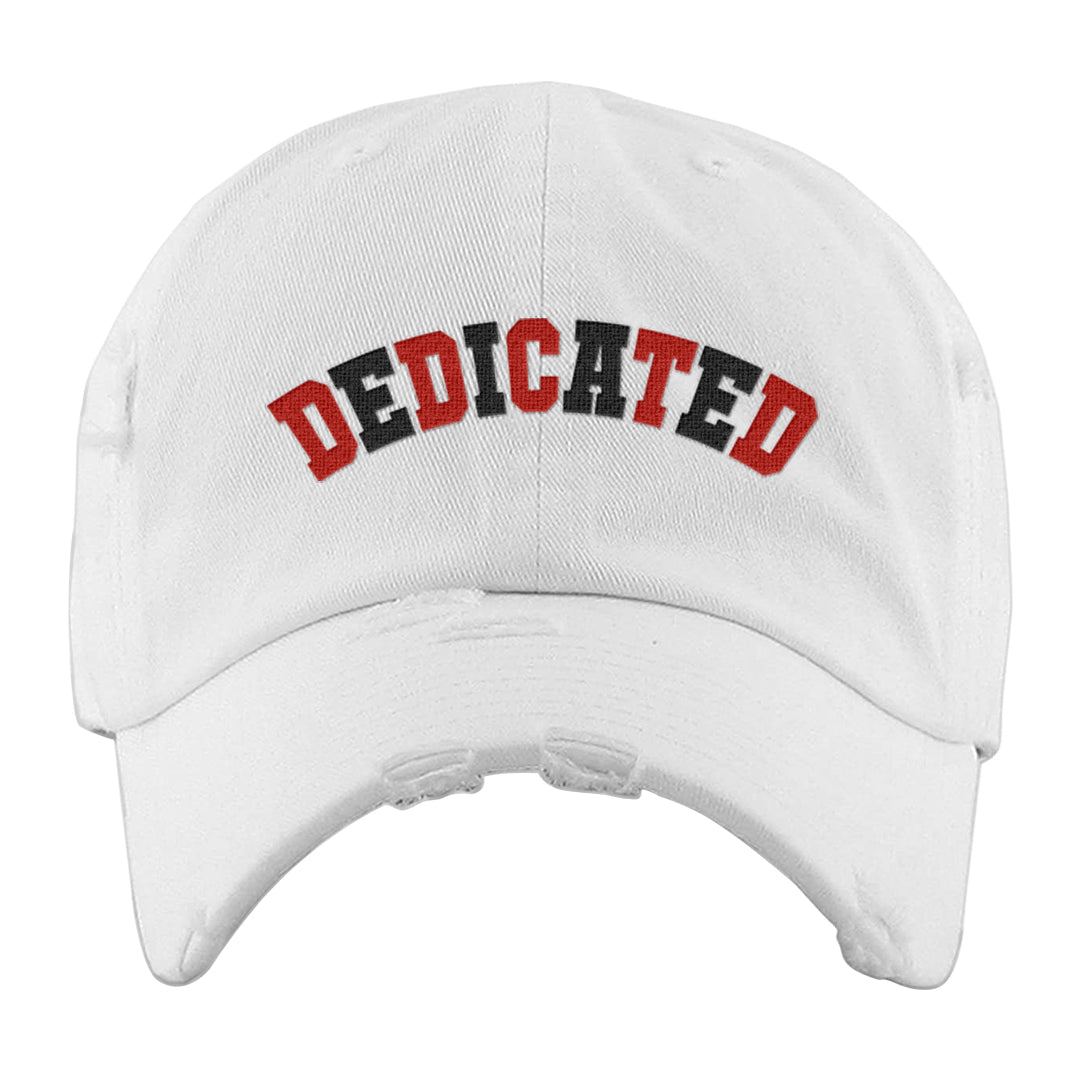 Red Cement 4s Distressed Dad Hat | Dedicated, White