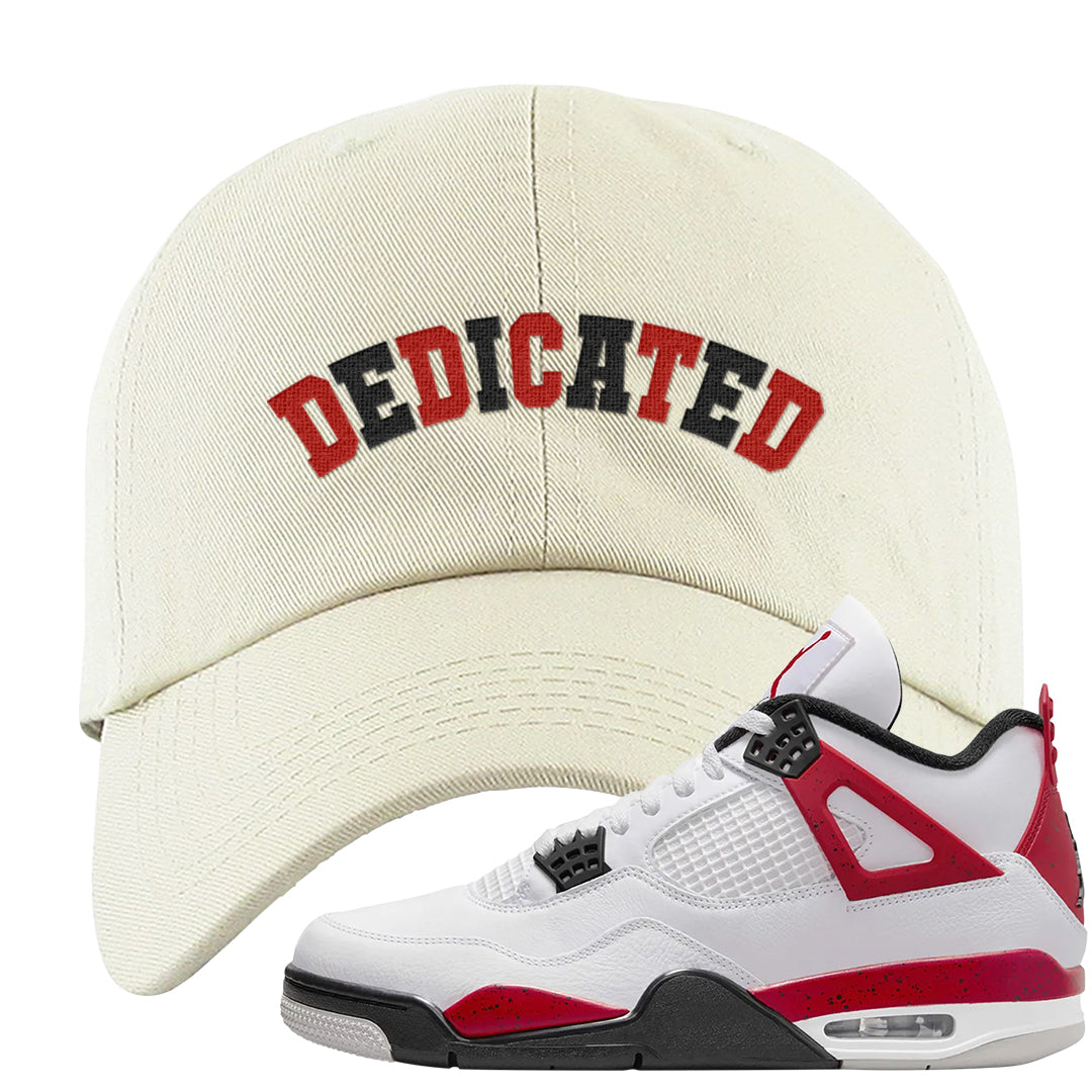 Red Cement 4s Dad Hat | Dedicated, White