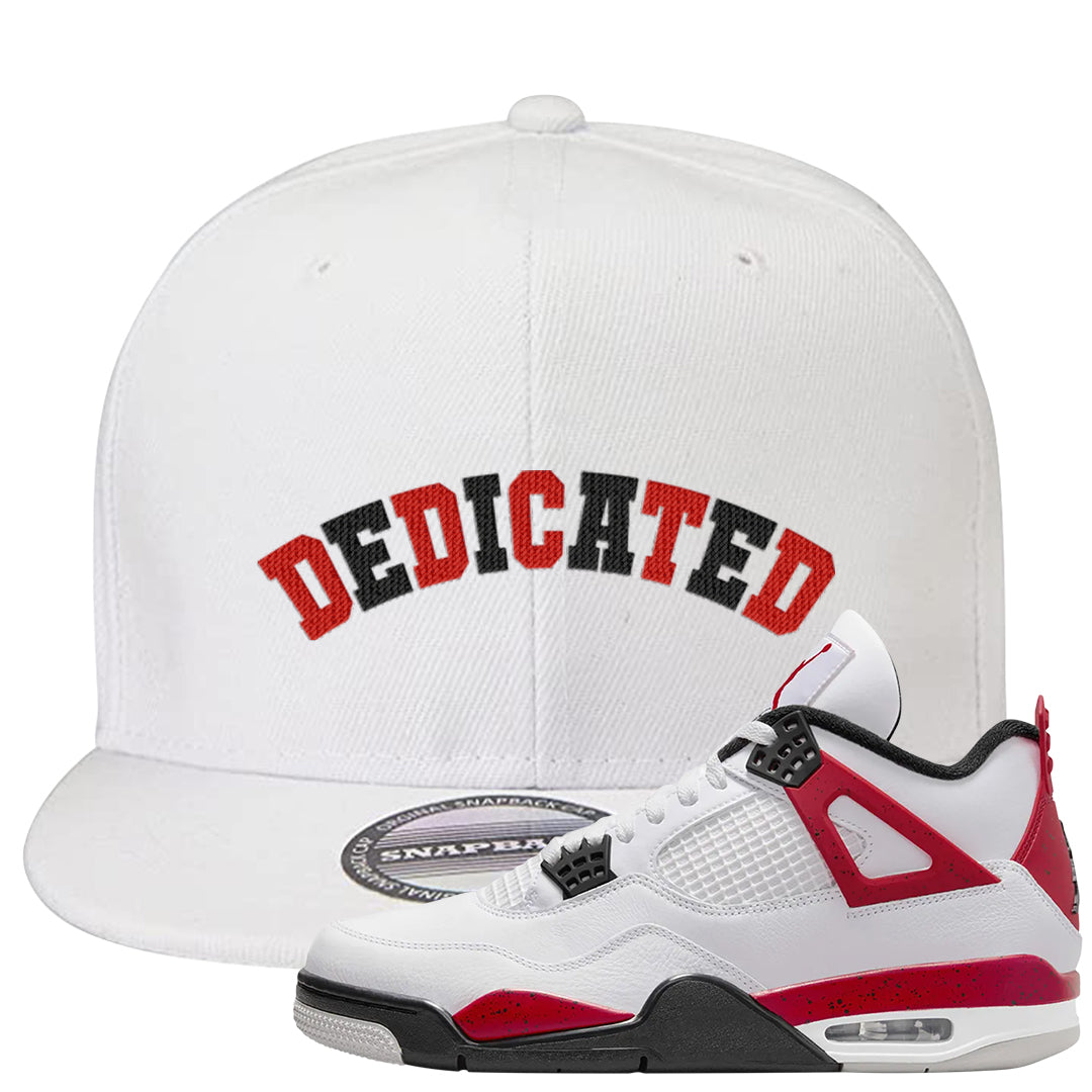 Red Cement 4s Snapback Hat | Dedicated, White