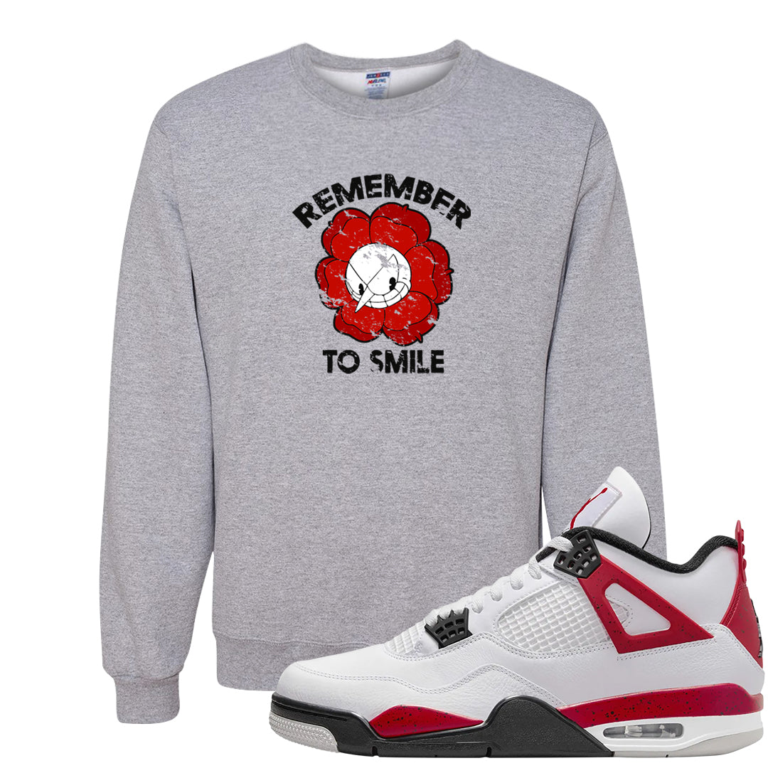 Red Cement 4s Crewneck Sweatshirt | Remember To Smile, Ash