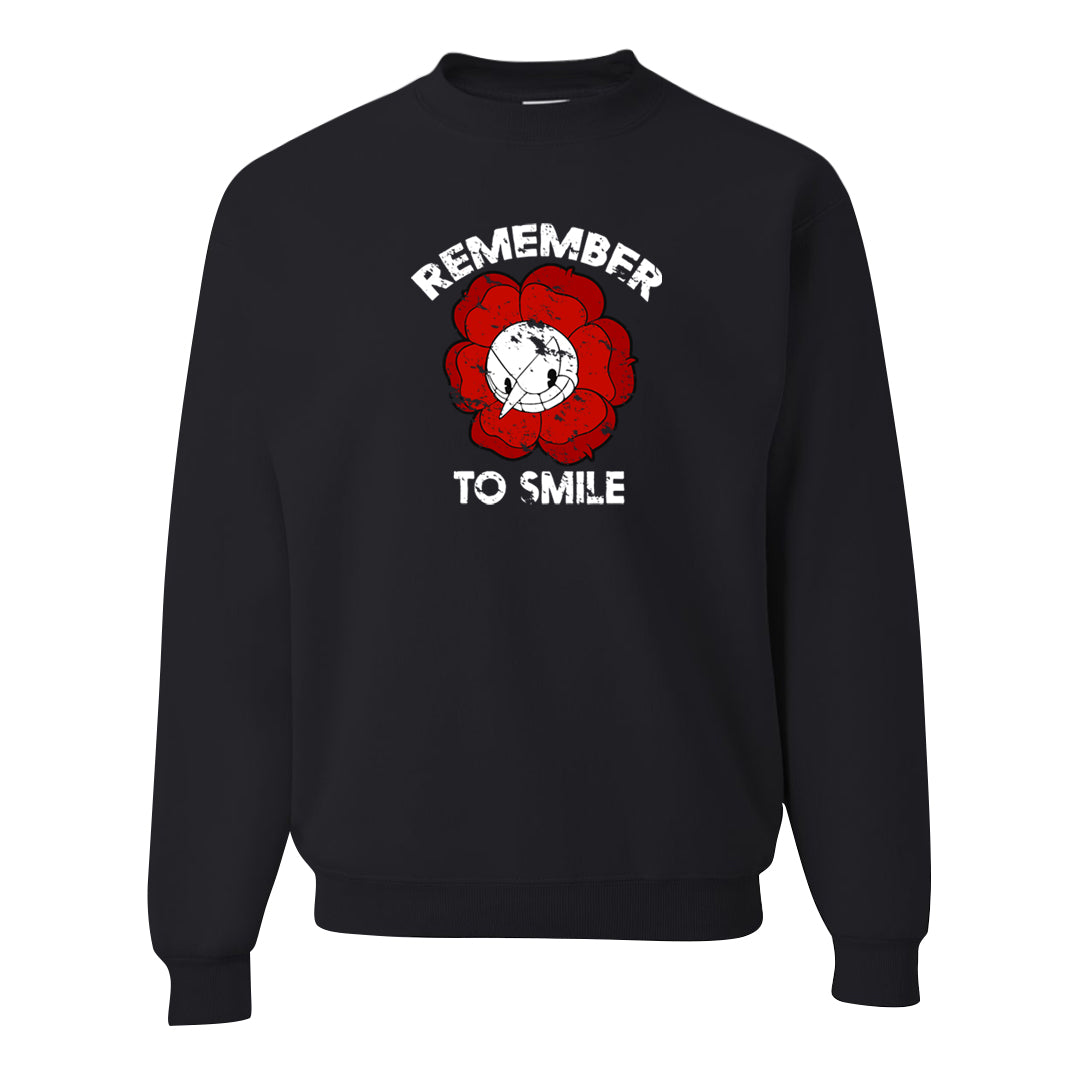 Red Cement 4s Crewneck Sweatshirt | Remember To Smile, Black
