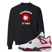 Red Cement 4s Crewneck Sweatshirt | Remember To Smile, Black