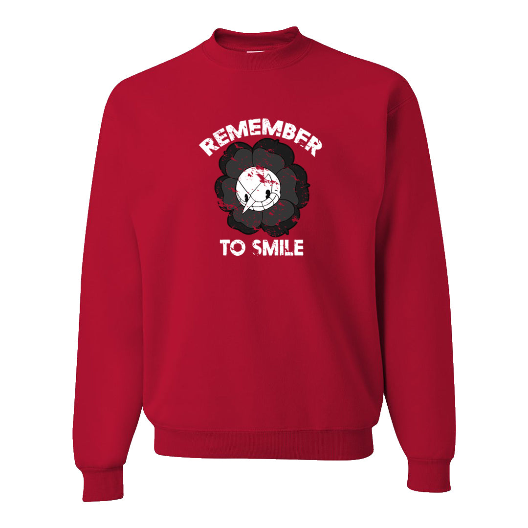 Red Cement 4s Crewneck Sweatshirt | Remember To Smile, Red