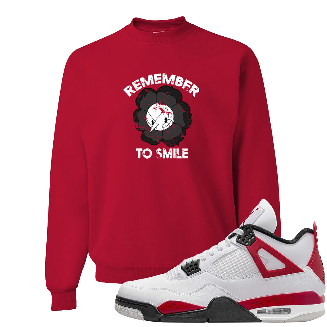 Red Cement 4s Crewneck Sweatshirt | Remember To Smile, Red