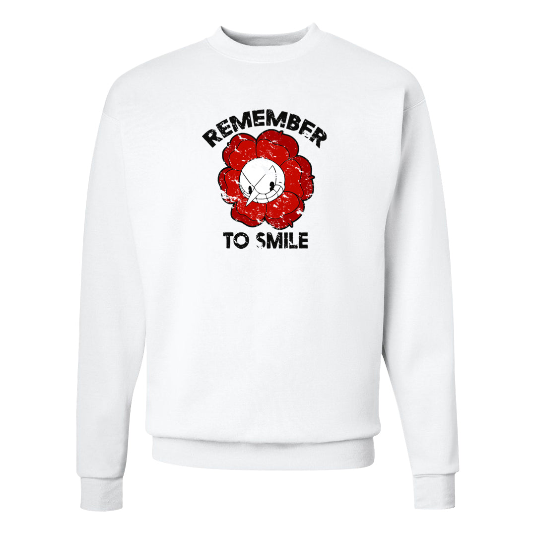 Red Cement 4s Crewneck Sweatshirt | Remember To Smile, White