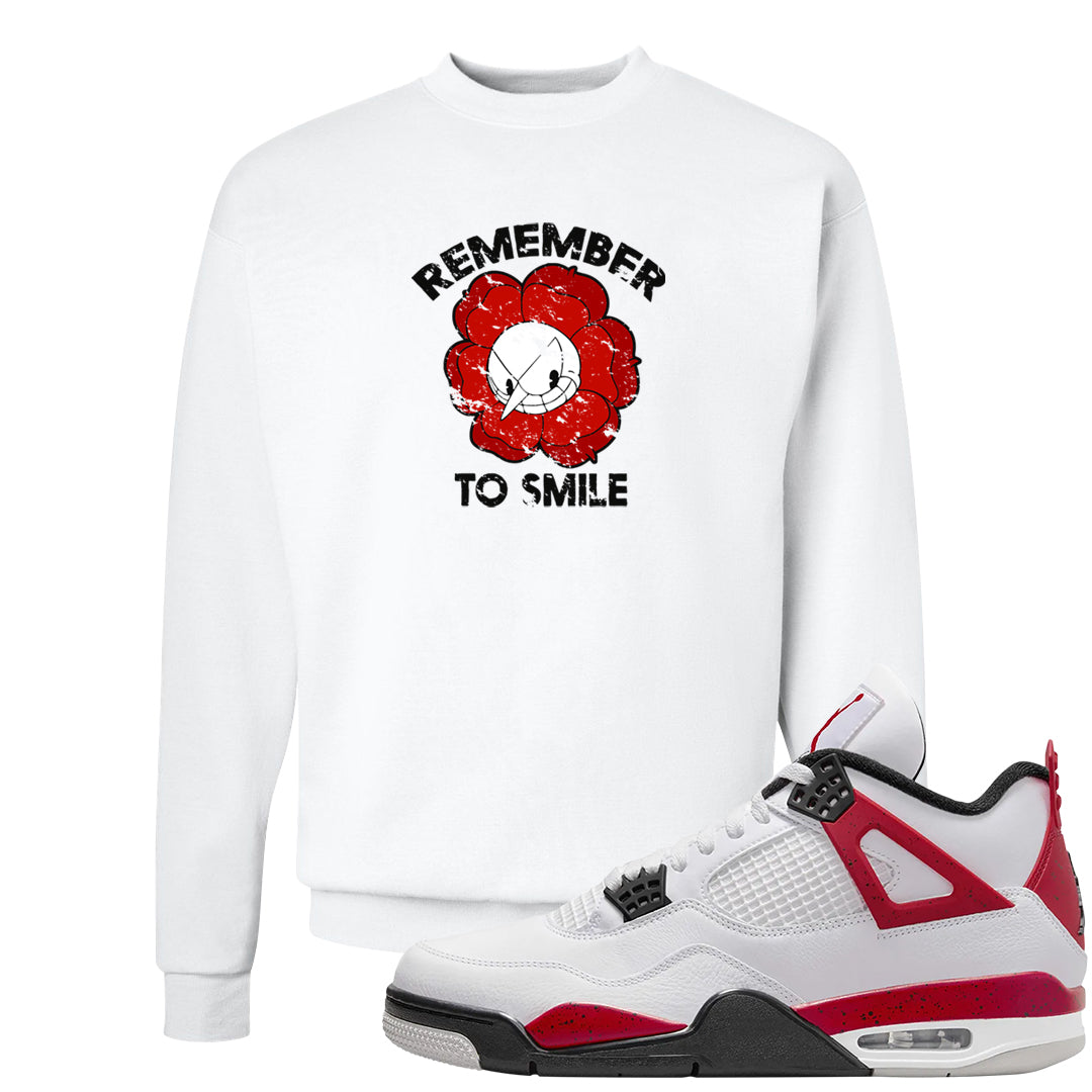 Red Cement 4s Crewneck Sweatshirt | Remember To Smile, White