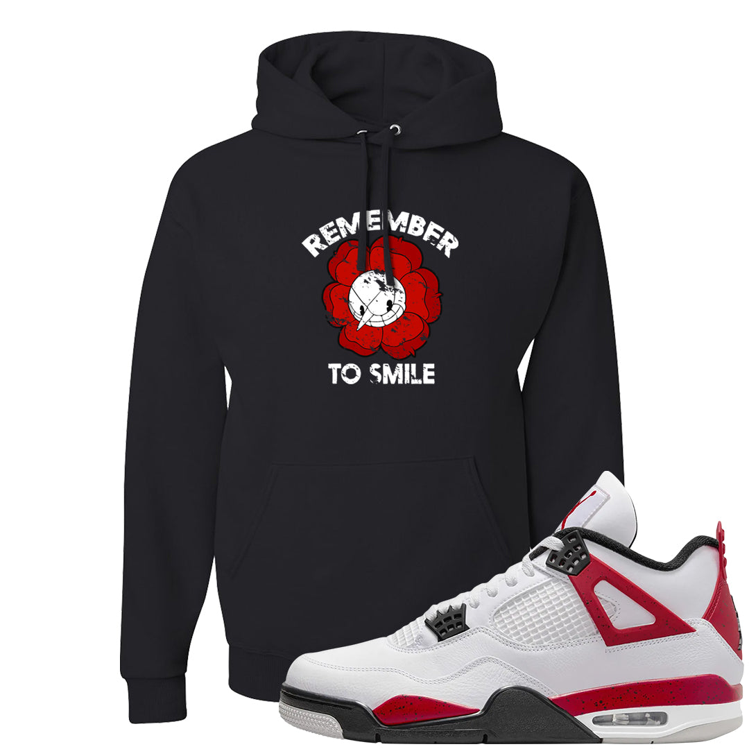 Red Cement 4s Hoodie | Remember To Smile, Black