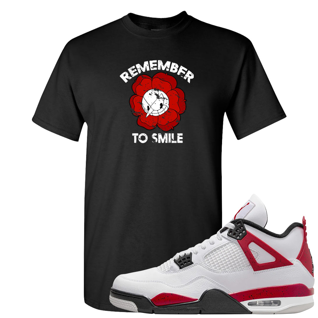 Red Cement 4s T Shirt | Remember To Smile, Black